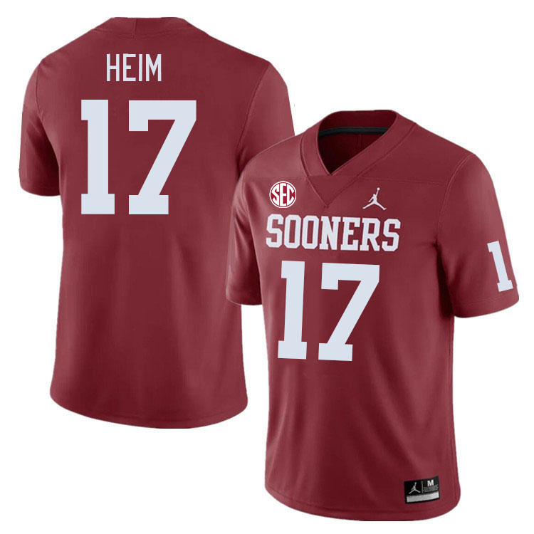 Men #17 Taylor Heim Oklahoma Sooners 2024 SEC Conference College Football Jerseys-Crimson